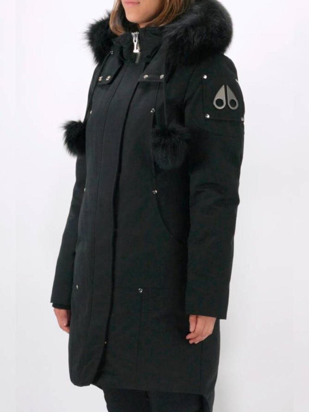 Moose Knuckles Stirling Black Fox-Fur-Trim Hooded Parka